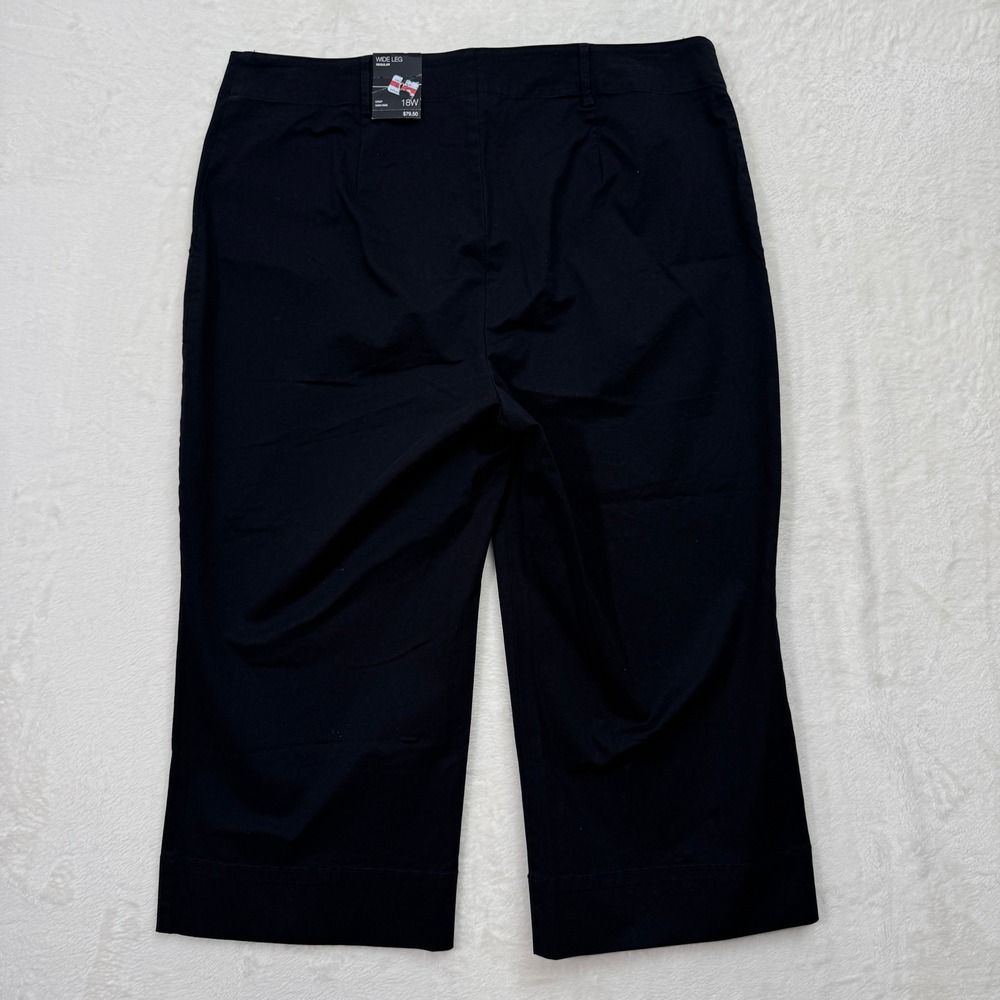 NWT INC International Concepts Pants Womens 18W Black Brit I‎ Wide Crop Button - Picture 8 of 13